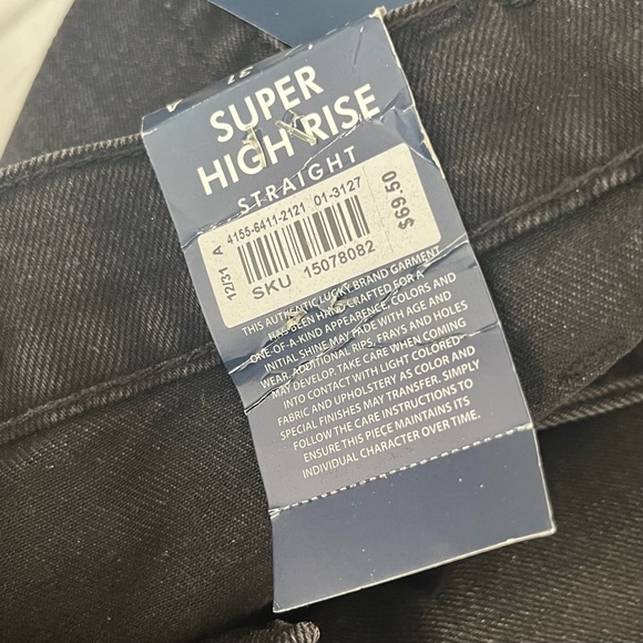 LUCKY BRAND NWT Super High Rise Straight Black Size 12/31 - Picture 4 of 10